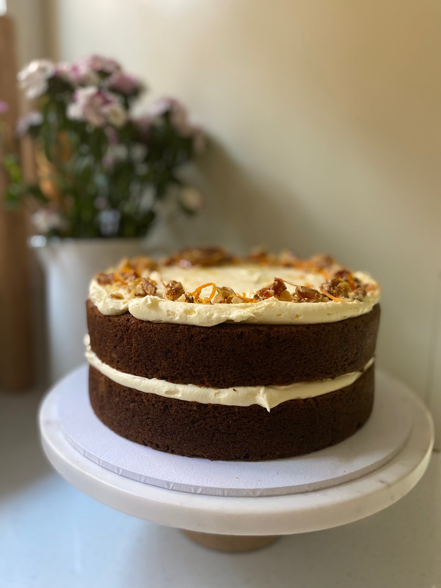 Spiced Carrot & Walnut Cake with Cream Cheese Frosting