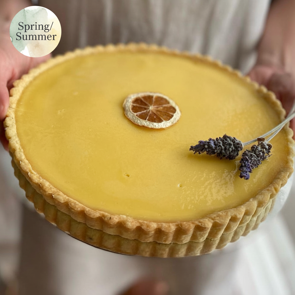 Classic lemon tart with Spring/Summer sticker